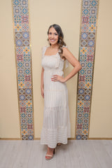 Beige/Cream Dots Maxi Dress