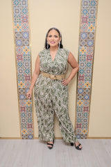 Olive/Taupe Cowl Neck Jumper