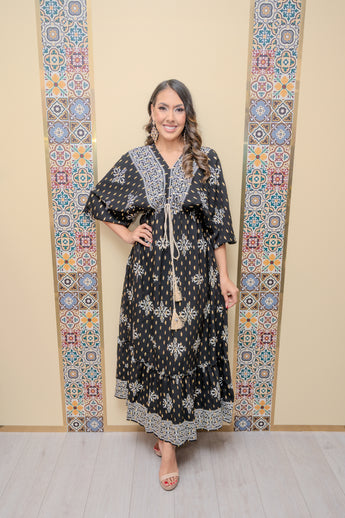 Black/Gold Boho Maxi Dress