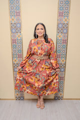 Brick Floral Maxi Dress