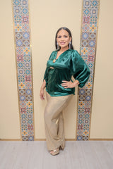 Hunter Green Button Down Blouse