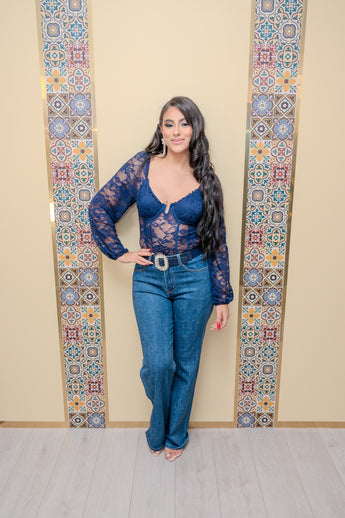 Navy Lace Bodysuit