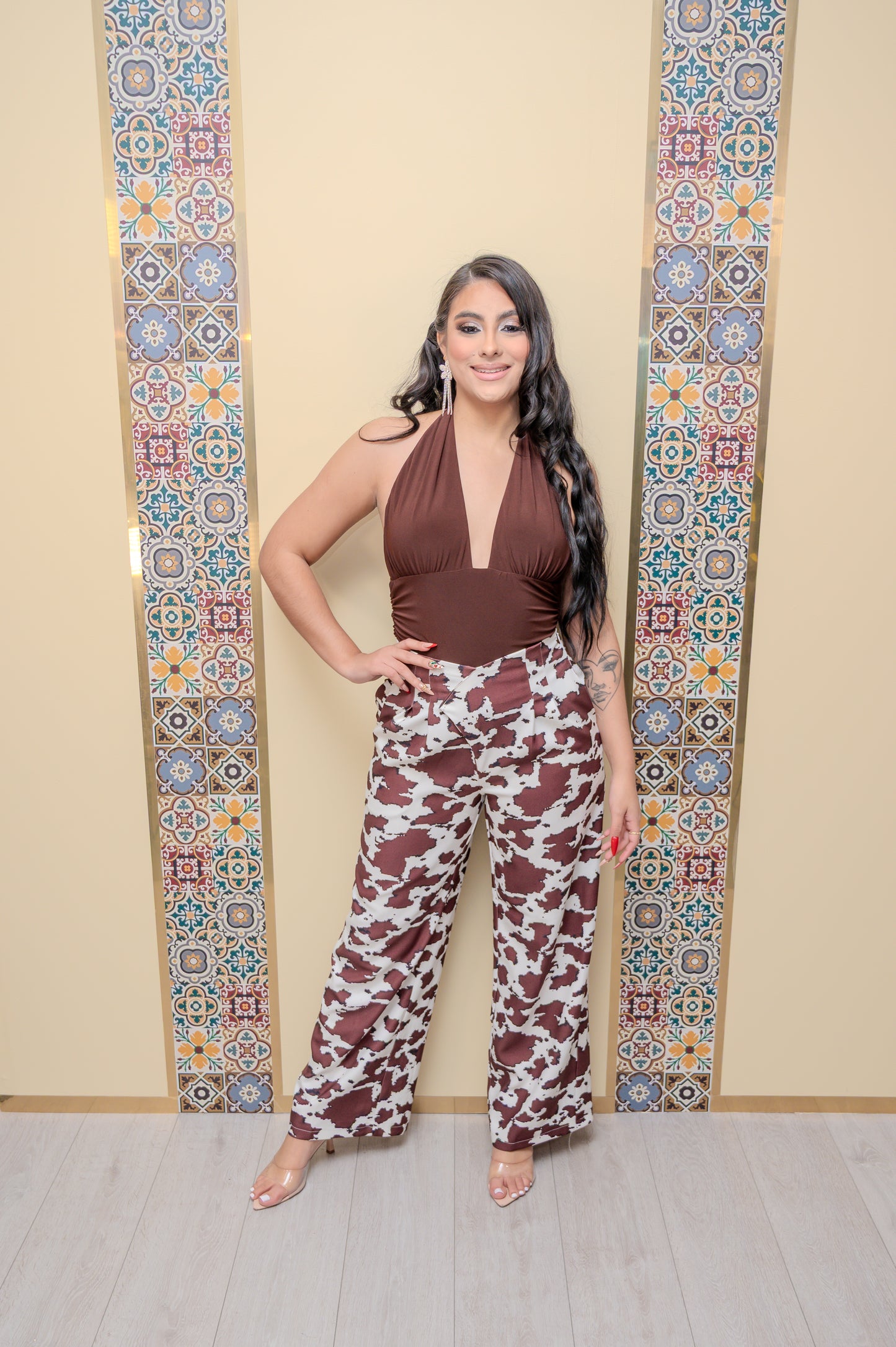 Brown Cowl Neck Blouse