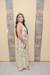 White Gold Halter Neck Dress