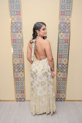 White Gold Halter Neck Dress