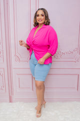 Hot Pink Front Detail Blouse