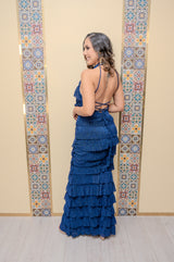 Navy Halter Mermaid Dress