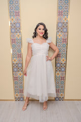 White Rhinestone Midi Dress