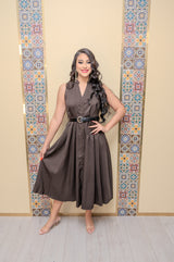 Brown Button Down Maxi Dress