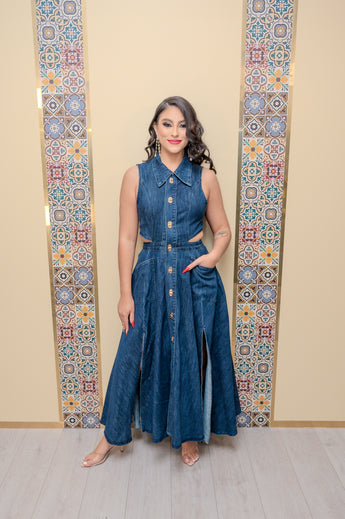 Denim Side Cutout Dress