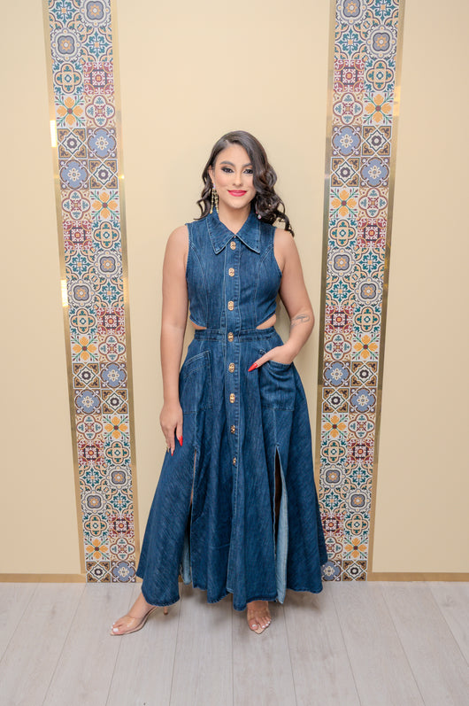 Denim Side Cutout Dress