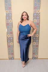 Blue Glitter Halter Blouse