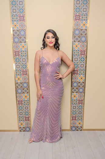 Pink Sequin Maxi Dress