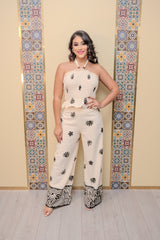 Beige Embroidered Set