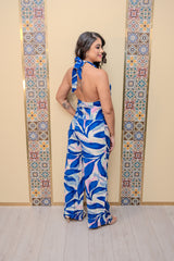 Blue Halter Top and Pant Set