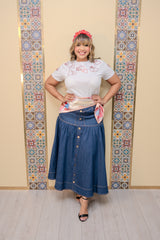 Dark Denim A-Line Maxi Skirt
