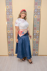 Dark Denim A-Line Maxi Skirt