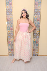 Pink Tube Polka Dot Midi Dress