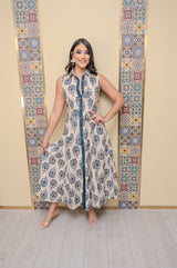 Navy Button Down Maxi Dress