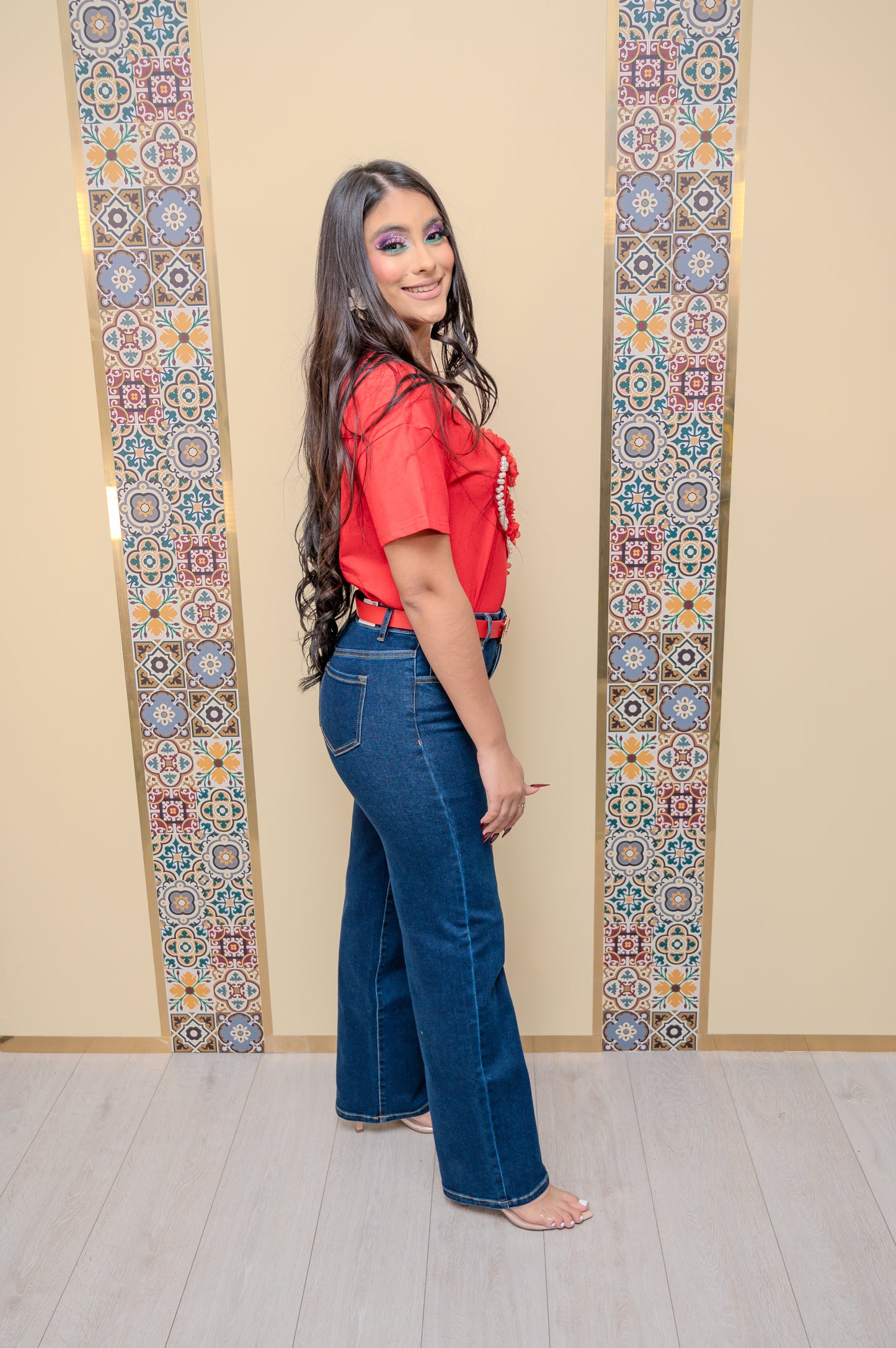 Red Pearl Heart Top