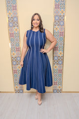 Navy/White Midi Dress