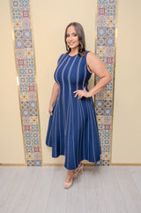 Navy/White Midi Dress