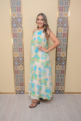 Blue/Green Halter Maxi Dress
