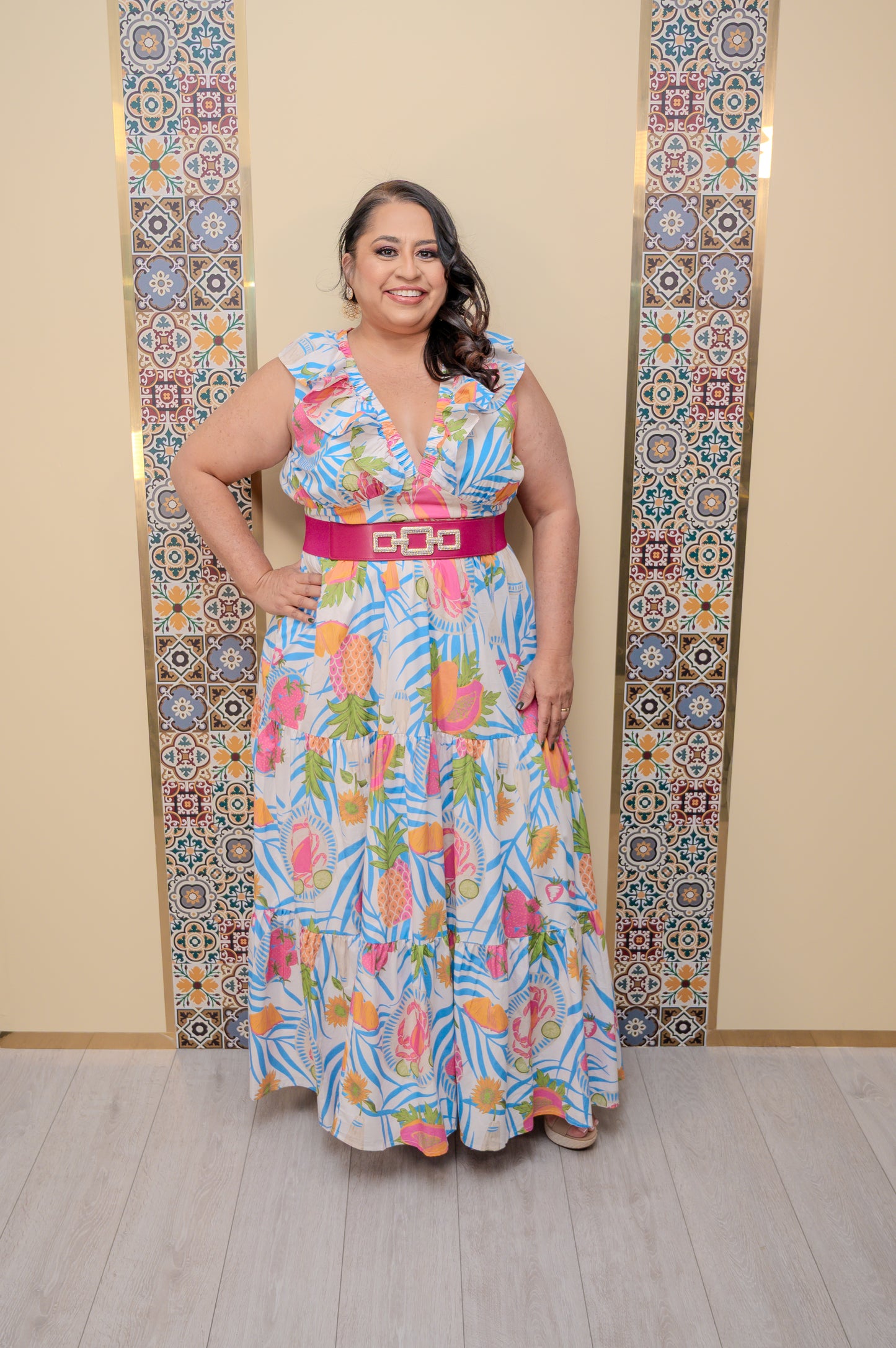 Off White Floral Maxi Dress