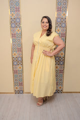 Yellow Drop Shoulder Midi Dress