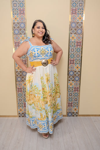 Ivory Printed Midi Dress