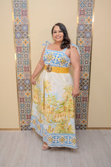 Ivory Printed Midi Dress
