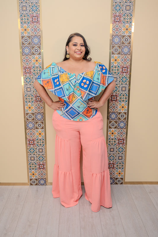 Peach Wide Leg Pants
