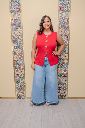 Red Vest Broach Top