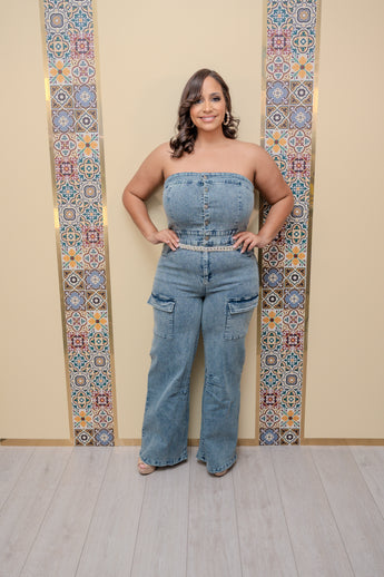 Strapless Acid Wash Jumper