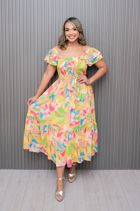 Orange/Green Floral Smocked Bodice Maxi Dress Melz Fashion Orange/Green Floral Smocked Bodice Maxi Dress Melz Fashion
