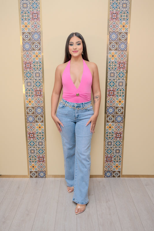 Pink Low Cut Bodysuit