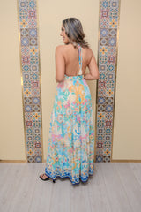 Ivory Mix Printed Halter Dress