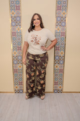 Beige Knit Floral Top