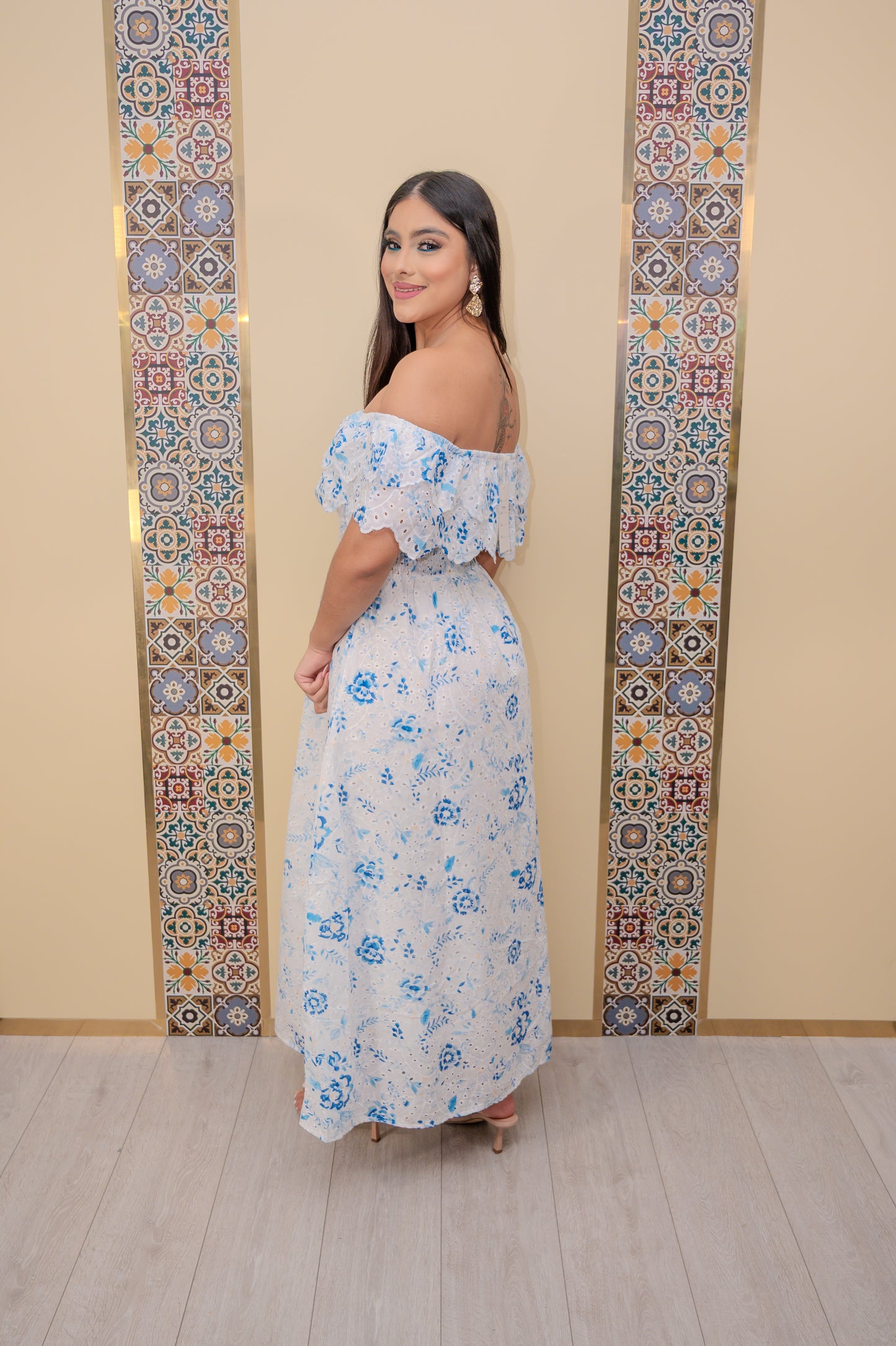 Blue Off Shoulder Dress