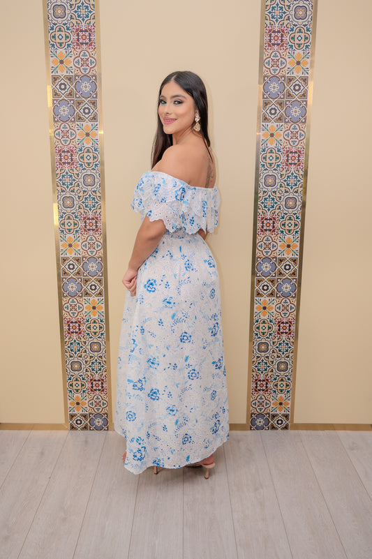 Blue Off Shoulder Dress