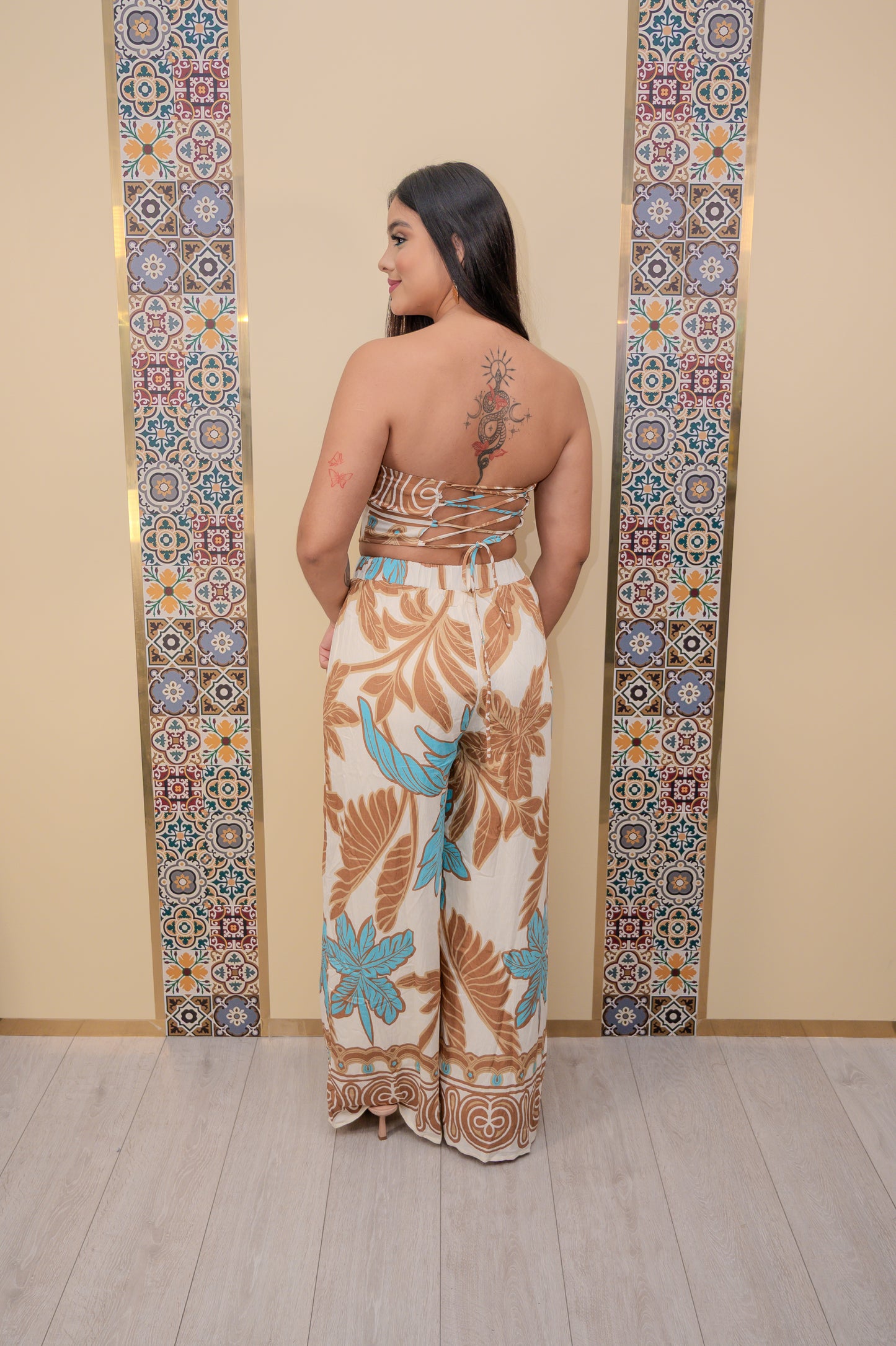 Blue/Brown Pants Set