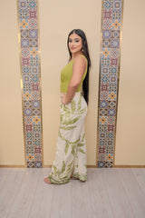 Green Printed Pants
