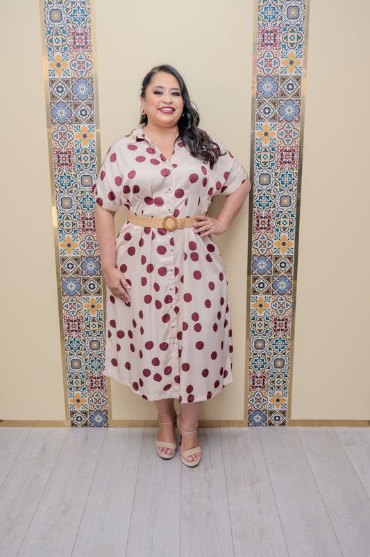 Burgundy Polka Dots Dress