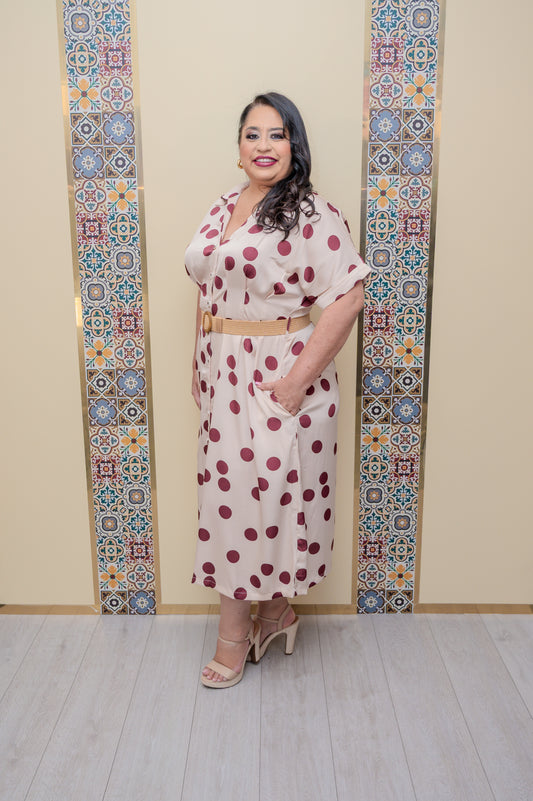 Burgundy Polka Dots Dress