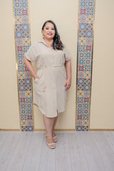 Beige Button Down Dress
