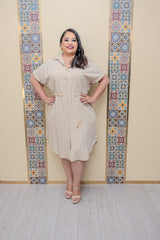 Beige Button Down Dress