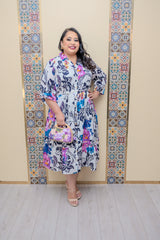 Purple Mix Button Down Dress
