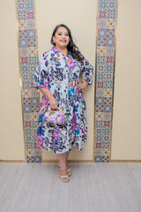 Purple Mix Button Down Dress