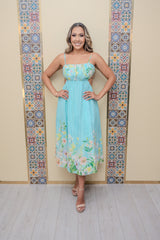 Mint Floral Back Tie Dress