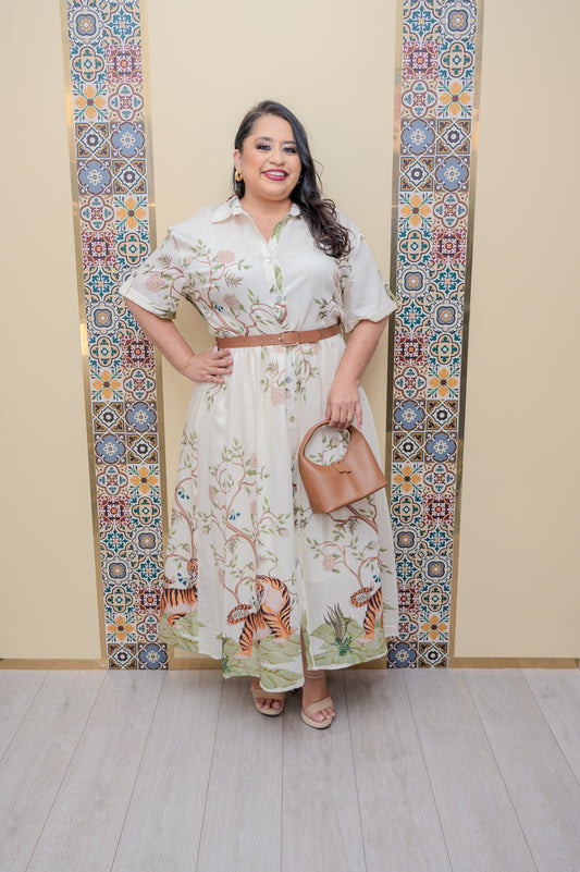White Printed Maxi Dress